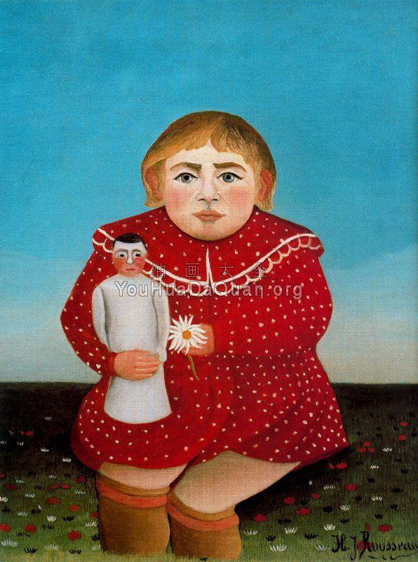 The girl with a doll - 亨利·卢梭